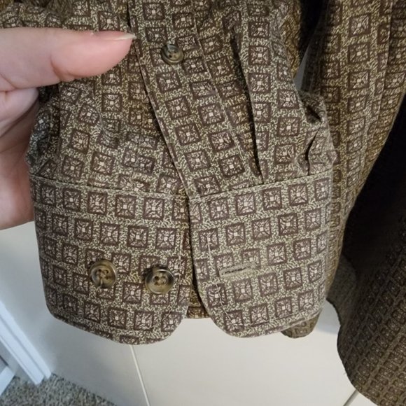 Mens Van Heusen Wrinkle Free Squares Design Button Down  | Size XL 17 - 17 1/2 - Picture 5 of 10